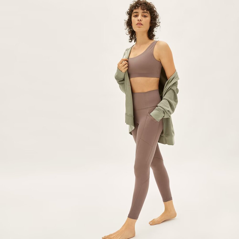 Everlane Perform Pocket Leggings Light Brown Sz L NEW